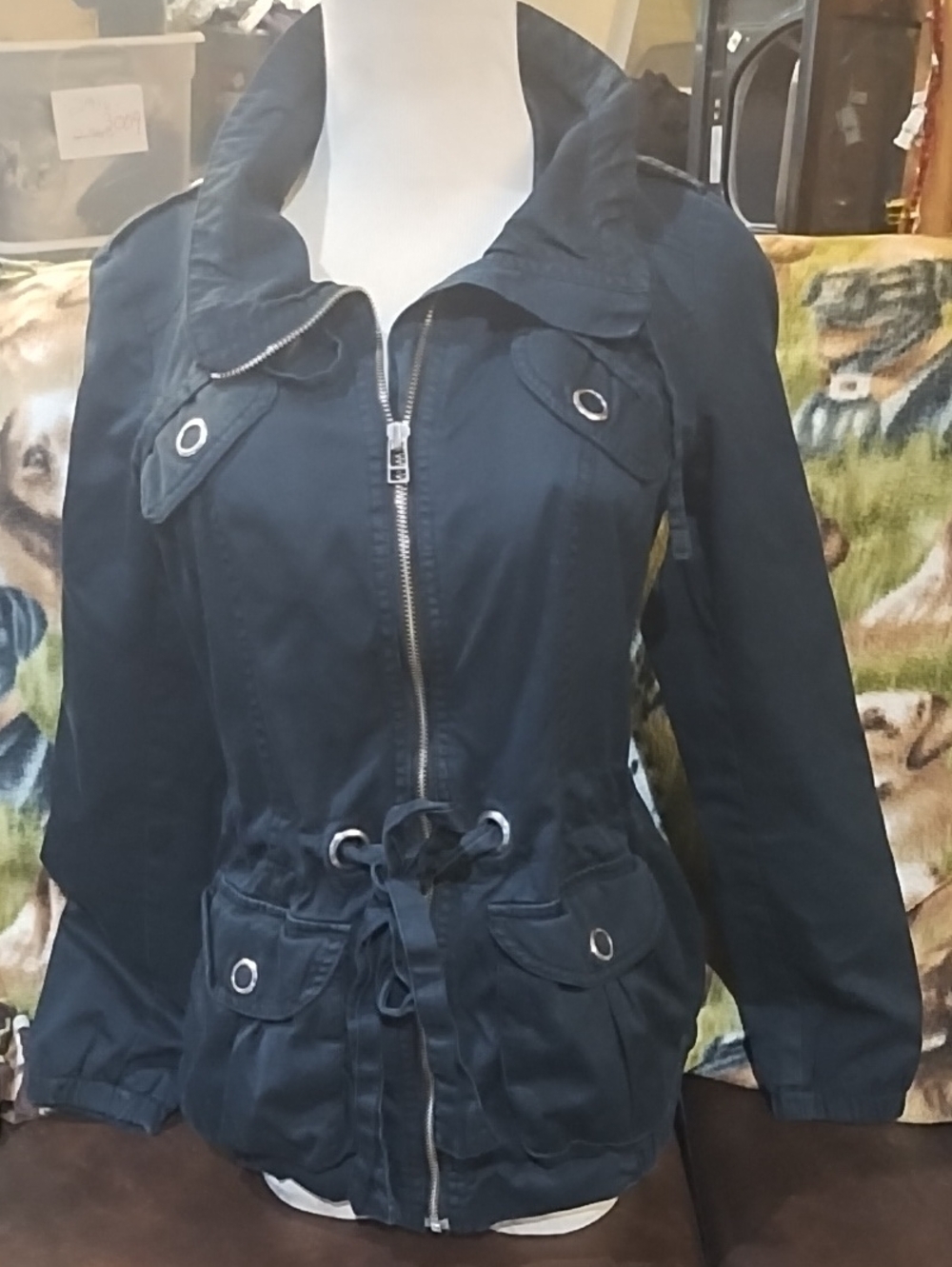 Divided Women’s Black Utility Jacket with Drawstring Waist